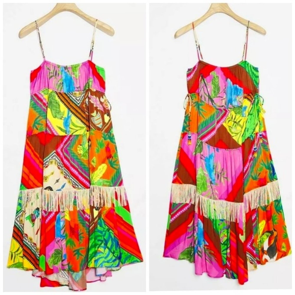 NWOT Anthropologie Farm Rio Palila Fringed Midi Dress